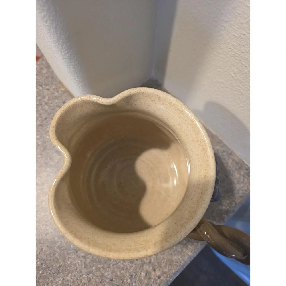VTG Studio Pottery Pitcher Raised Grapes Twisted Handle Signed 6